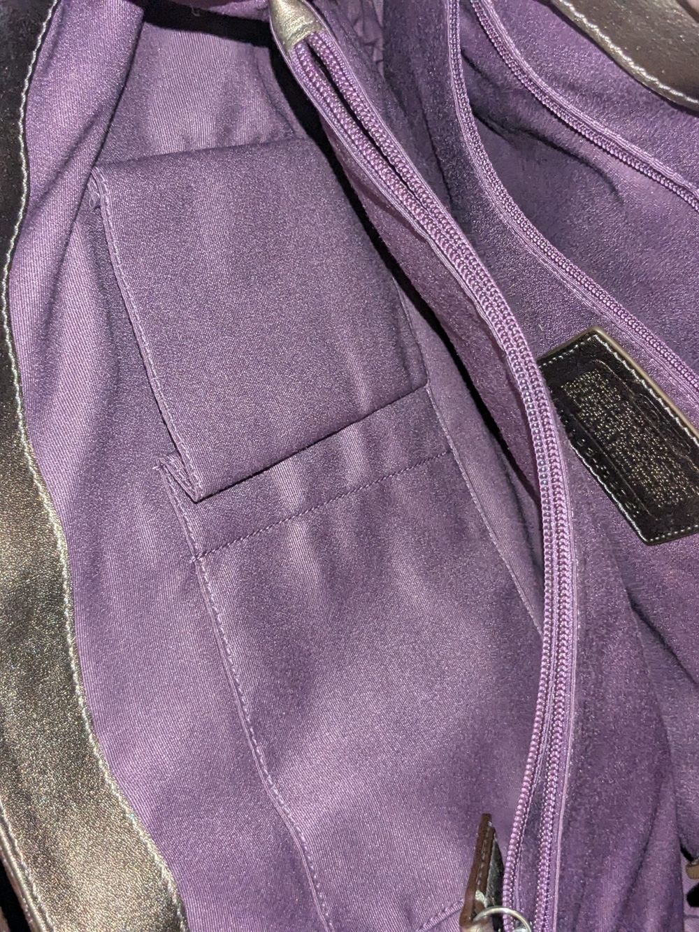 Coach Y2K Soho Metallic Leather Buckle Tote - Gold With Beautiful Purple Lining - Picture 7 of 10
